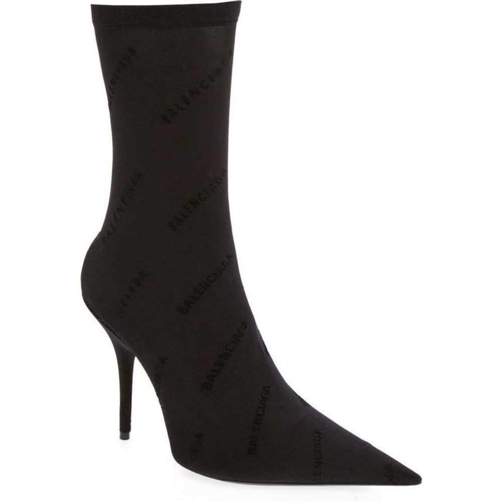 Balenciaga Black Pointed Toe Sock Boots